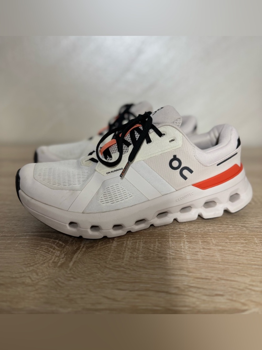 On Cloudrunner 2 in the White / Sand colorway Women 10